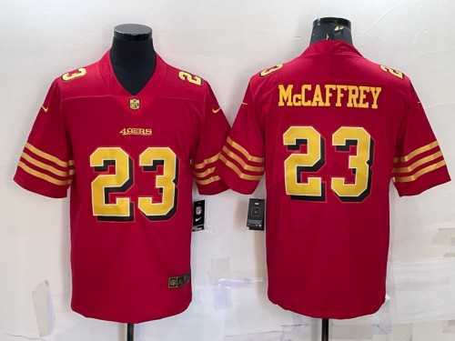 Men%27s San Francisco 49ers #23 Christian McCaffrey Red Gold Vapor Untouchable Limited Stitched Jersey->san francisco 49ers->NFL Jersey